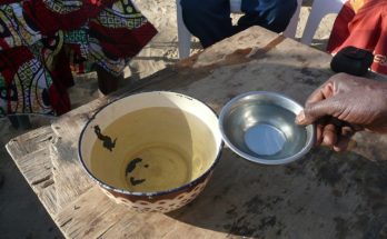 Deux bols avec de l'eau potable et non potable